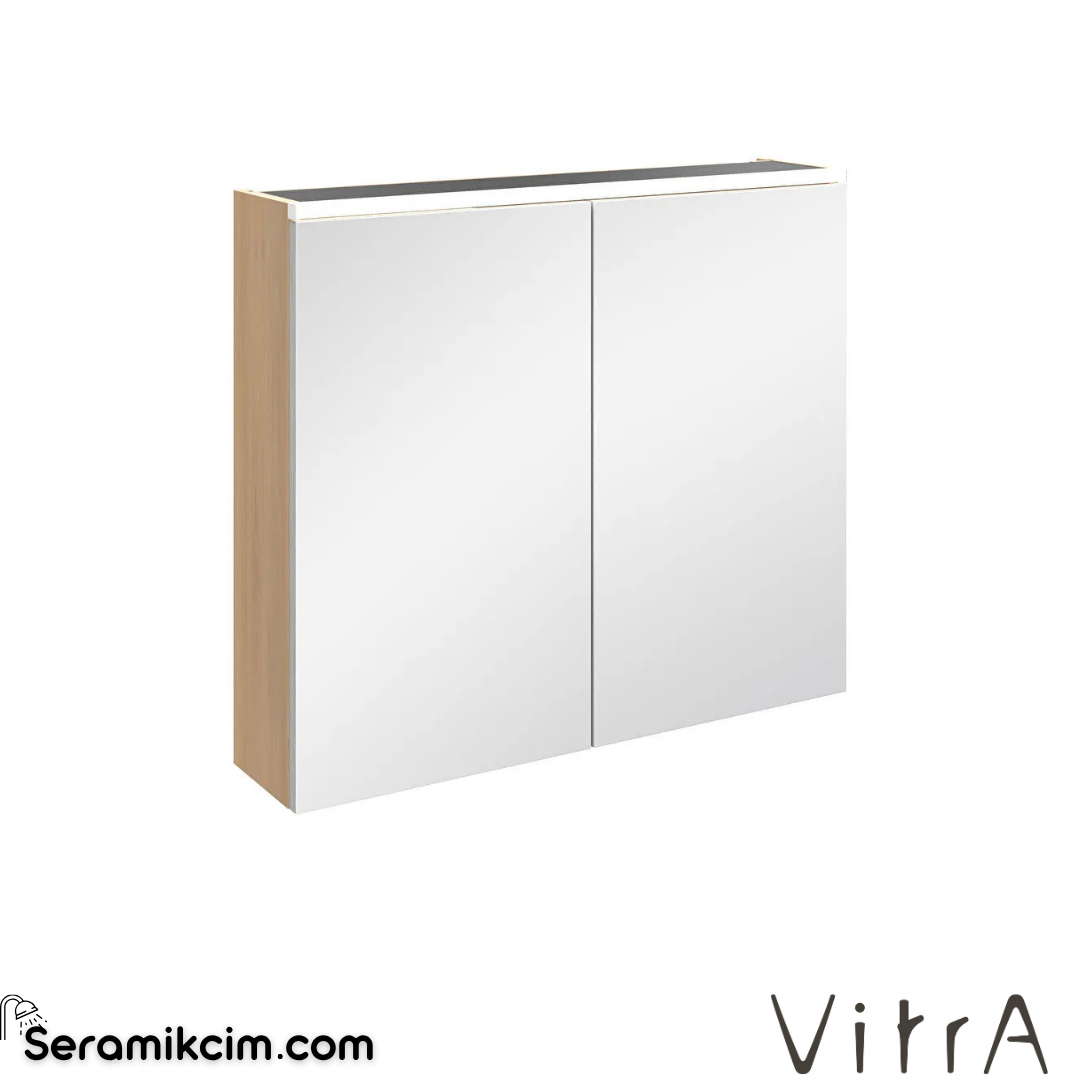 VitrA Core Dolaplı Ayna 80 cm aydınlatmalı altın meşe 80512