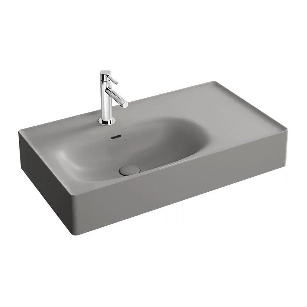 Vitra Equal Çanak Lavabo Dikdörtgen, 80X45 Cm Tek Armatür Delikli, Su Taşma Delikli, Clean, Mat Taş Gri - 7242B476-0631