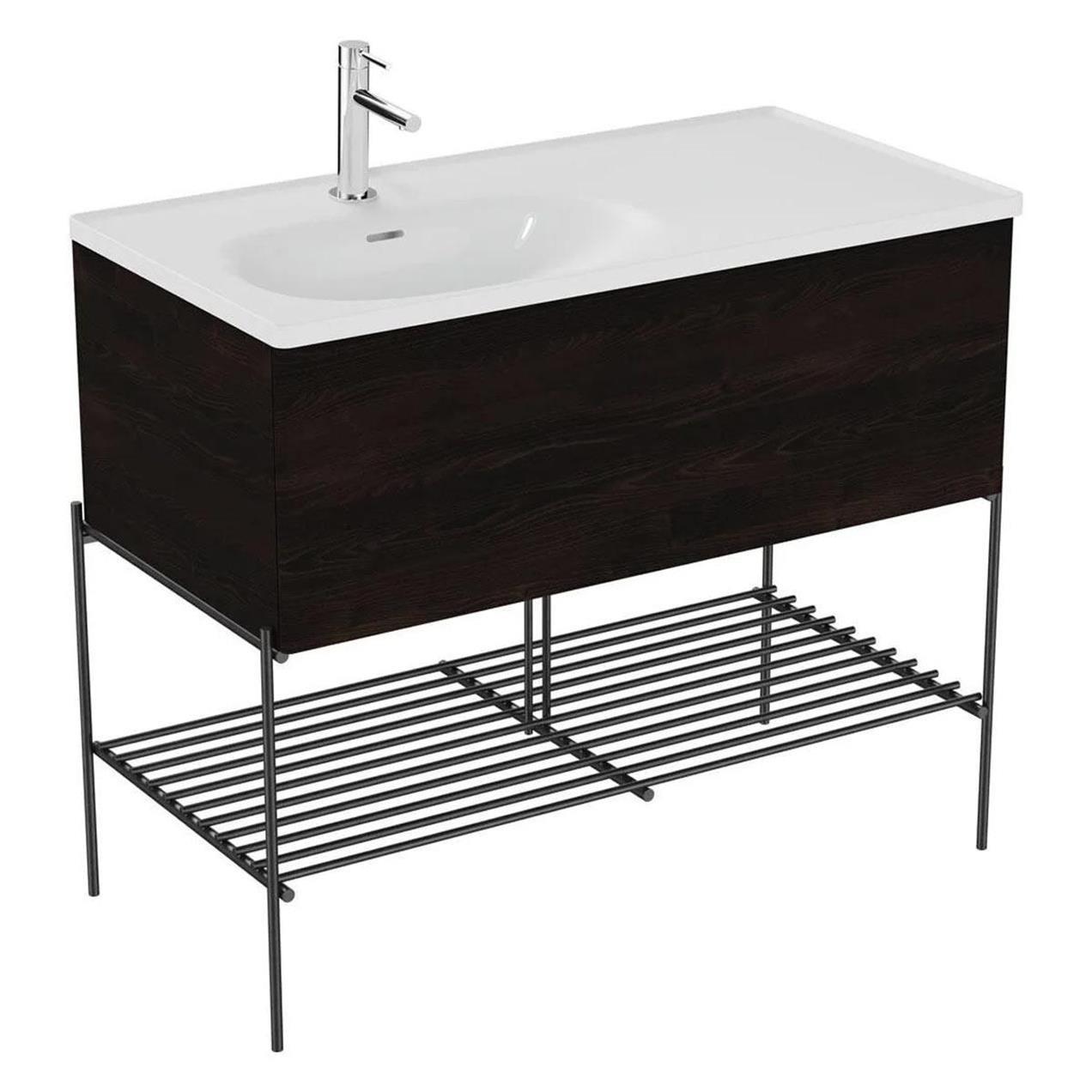 Vitra Equal Lavabo Dolabı, 100 Cm, Asimetrik Lavabolu, Çekmeceli,  Karaağaç - 66523