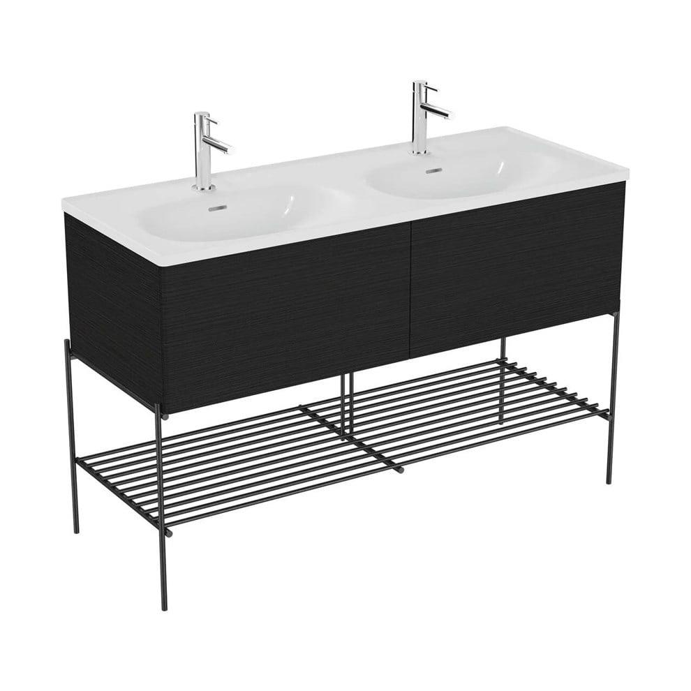 Vitra Equal Lavabo Dolabı, 130 Cm, 2 Çekmeceli, Metal Ayaklı,  Hareli Siyah Meşe - 66526