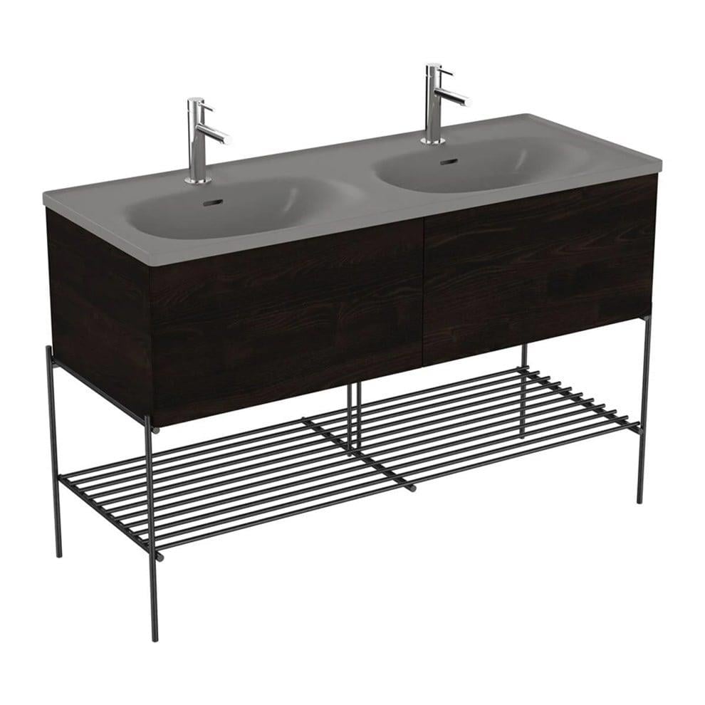 Vitra Equal Lavabo Dolabı, 130 Cm, Çift Hazneli Gri Lavabolu, Metal Ayaklı, Karaağaç - 66529