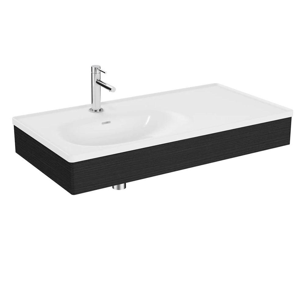 Vitra Equal Lavabo Ünitesi, 100 Cm, Asimetrik Lavabolu, Hareli Siyah Meşe - 64085