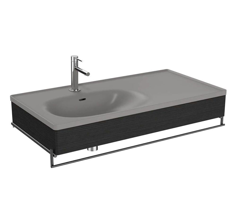 Vitra Equal Lavabo Ünitesi, 100 Cm, Asimetrik Gri Lavabolu,Havluluklu, Hareli Siyah Meşe - 66058