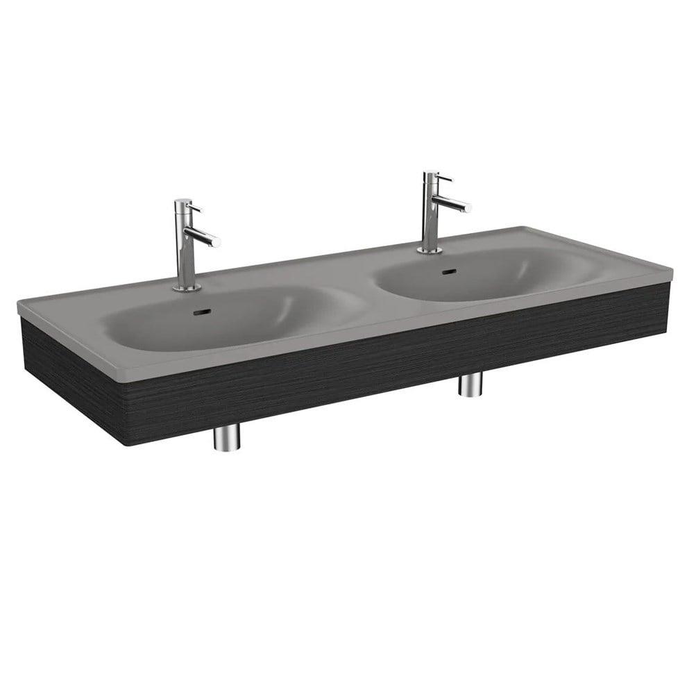 Vitra Equal Lavabo Ünitesi, 130 Cm, Çift Hazneli Gri Lavabolu,Hareli Siyah Meşe - 66062