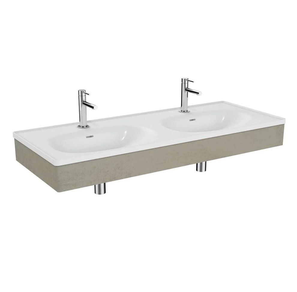 Vitra Equal Lavabo Ünitesi, 130 Cm, Çift Hazneli Lavabolu, Beton - 66043