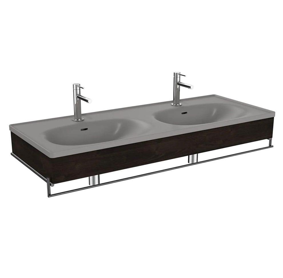 Vitra Equal Lavabo Ünitesi, 130 Cm, Çift Hazneli Gri Lavabolu,Havluluklu, Karaağaç - 66065