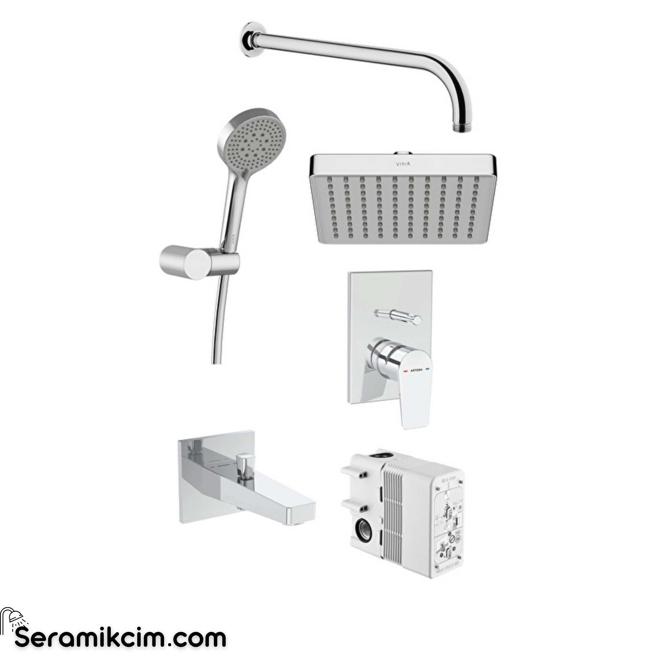 VitrA Flow Square Ankastre Banyo Seti Krom A49322