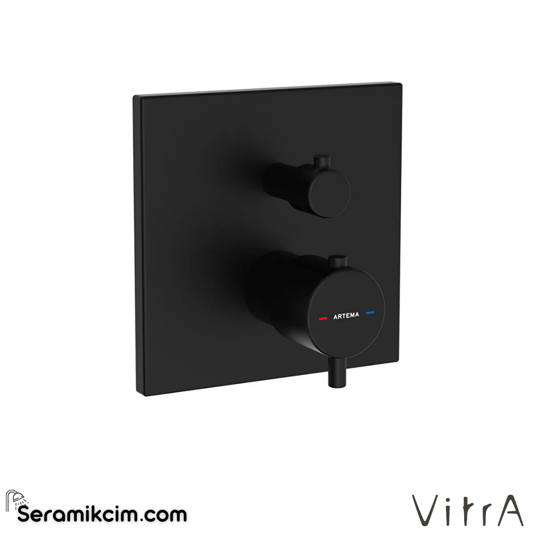 VitrA Flow Square Ankastre Termostatik Banyo Bataryası (V-Box, sıva üstü grubu) Mat Siyah A4326836 - A4326836