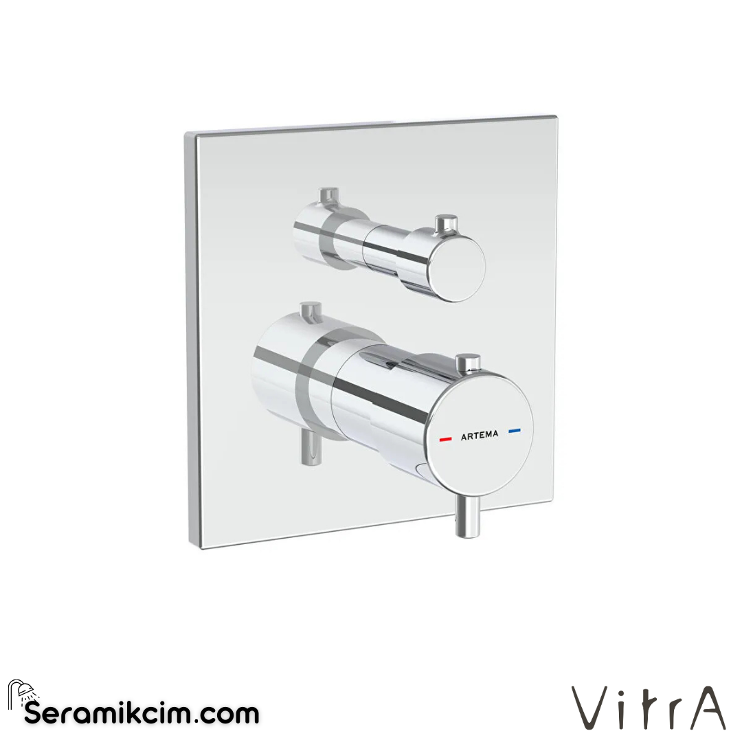 VitrA Flow Square Ankastre Termostatik Banyo Bataryası (V-Box, sıva üstü grubu) Krom A43268 - A43268