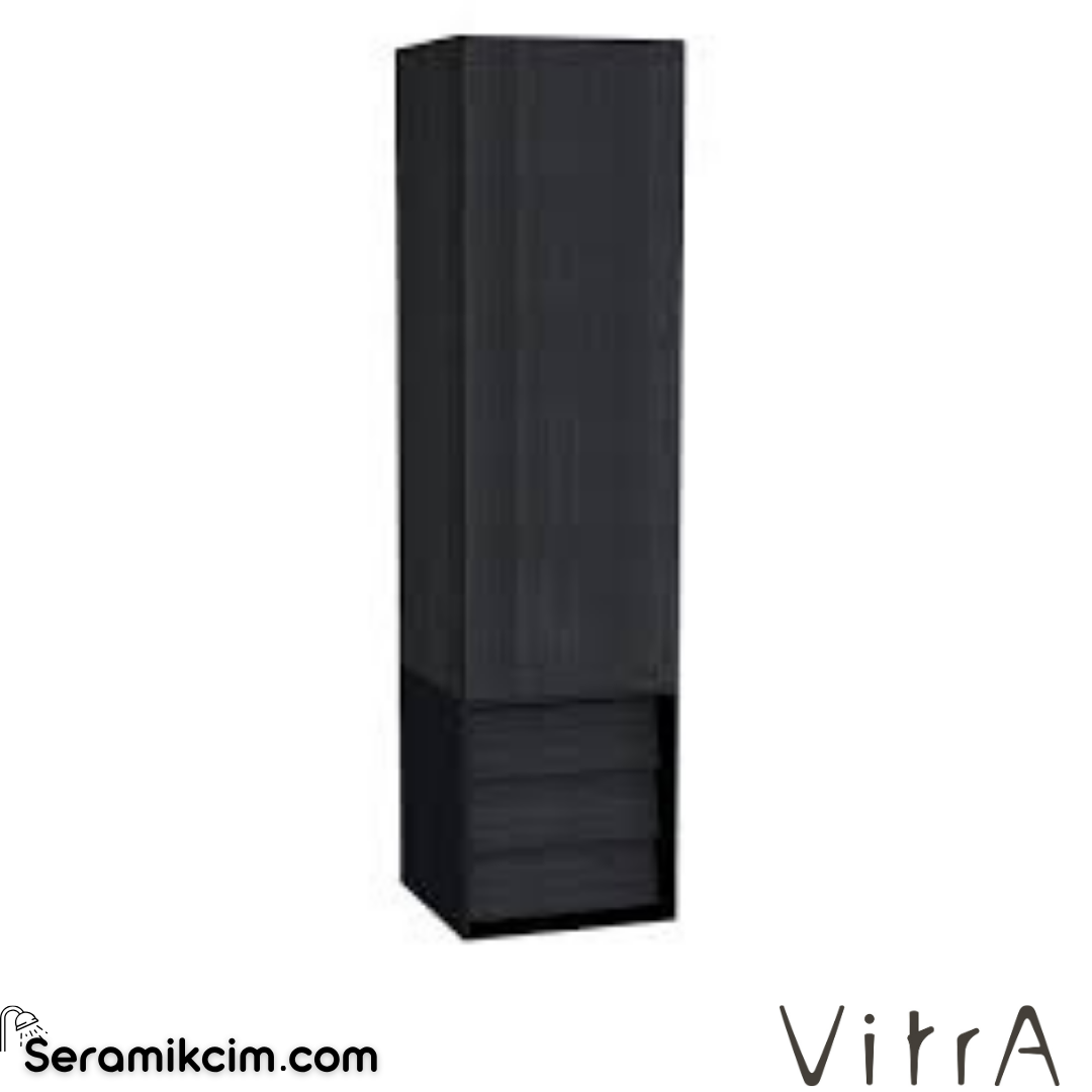 VitrA Frame Boy Dolabı 40 cm, kapaklı ve çekmeceli hareli siyah meşe & mat soft siyah, sol 61258