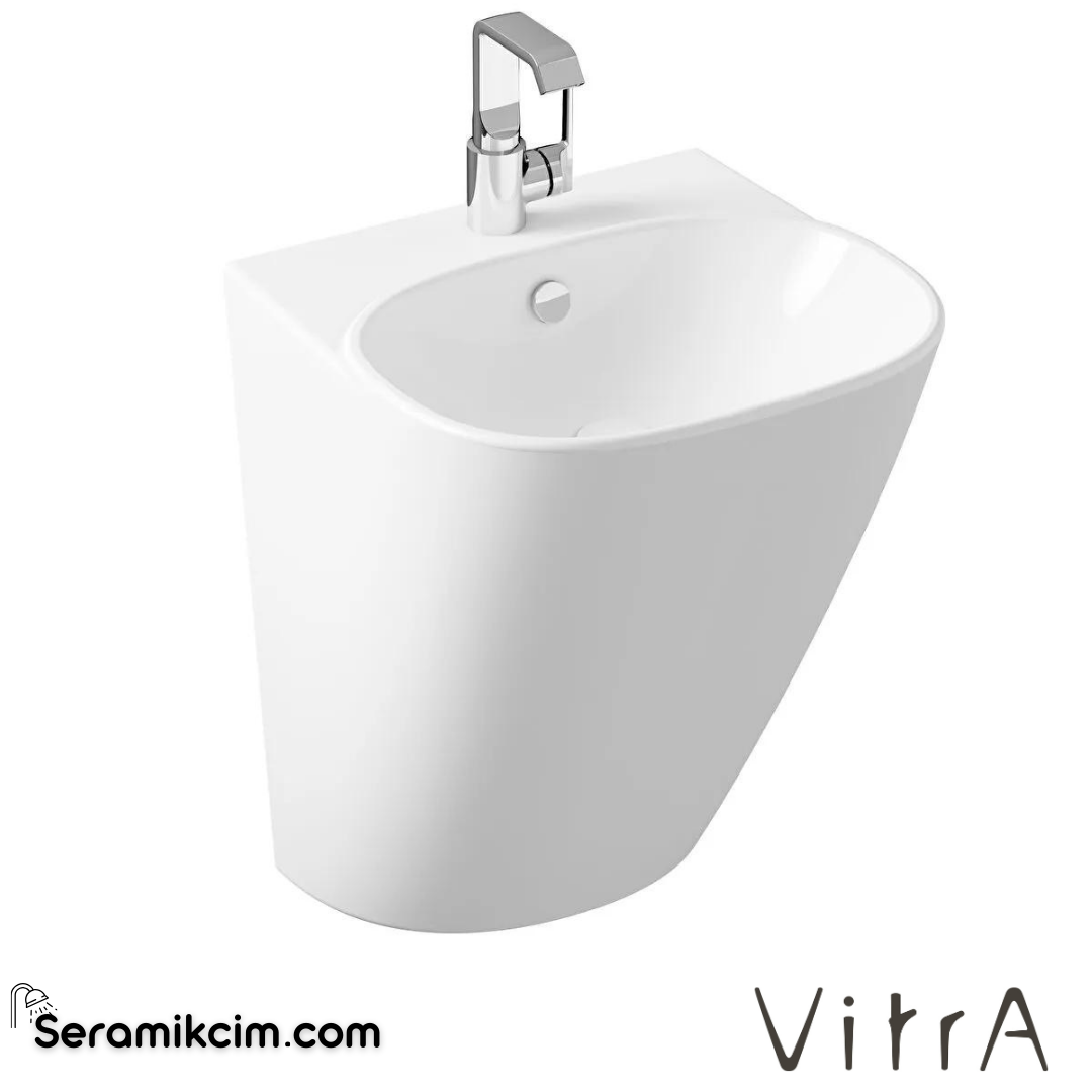 VitrA Frame Yarı Monoblok Lavabo Kompakt, 50x48 cm Tek Armatür Delikli, Su Taşma Delikli, Clean, Beyaz - 5798B403-0001