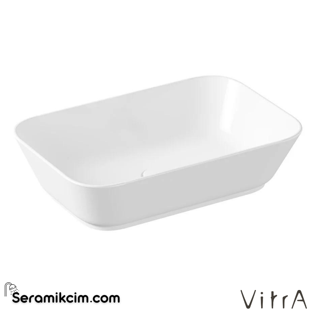 Vitra Geo Çanak Lavabo Dikdörtgen, 60X39 Cm Armatür Deliksiz, Su Taşma Deliksiz, Beyaz - 7425B003-0016