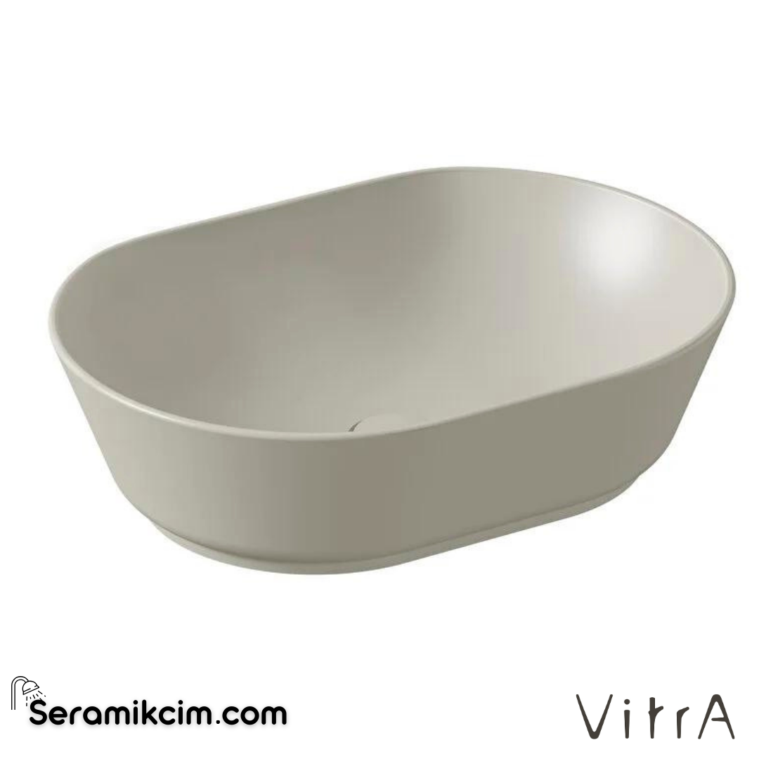 Vitra Geo Çanak Lavabo Oval, 55X40 Cm Armatür Deliksiz, Su Taşma Deliksiz, Mat Bej - 7427B020-0016