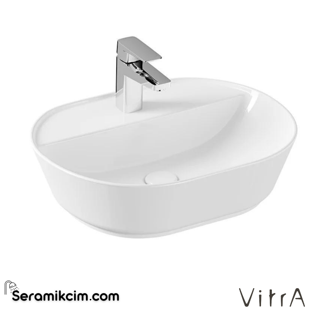 Vitra Geo Çanak Lavabo Oval, 55X43 Cm Tek Armatür Delikli, Su Taşma Deliksiz, Beyaz - 7428B003-0041