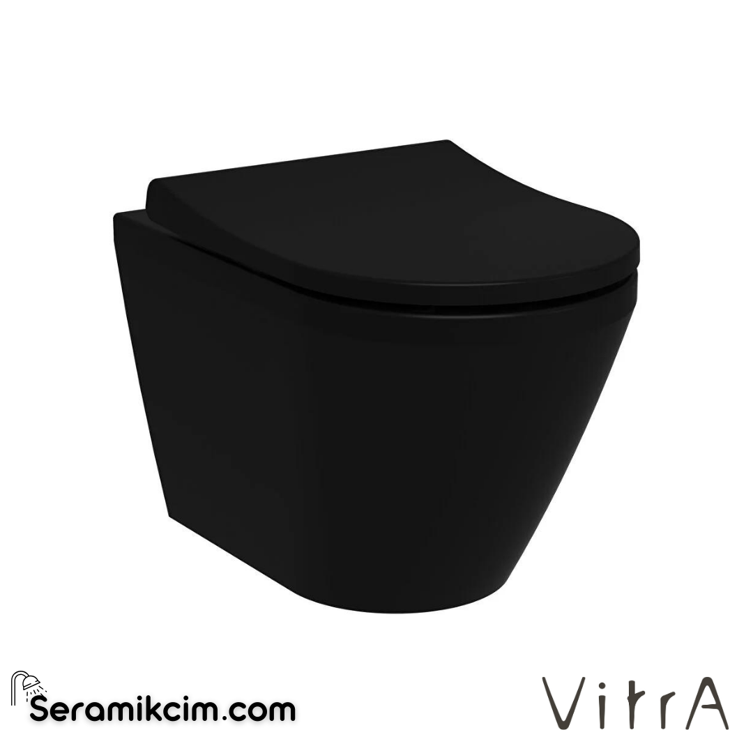 VitrA Integra Asma Klozet Rim-ex, Gizli Montajlı, 55 cm Taharet Borulu, Taharet Borusu Girişi Sıva Altı Uygulamalı, Mat Siyah - 7041B083-0090