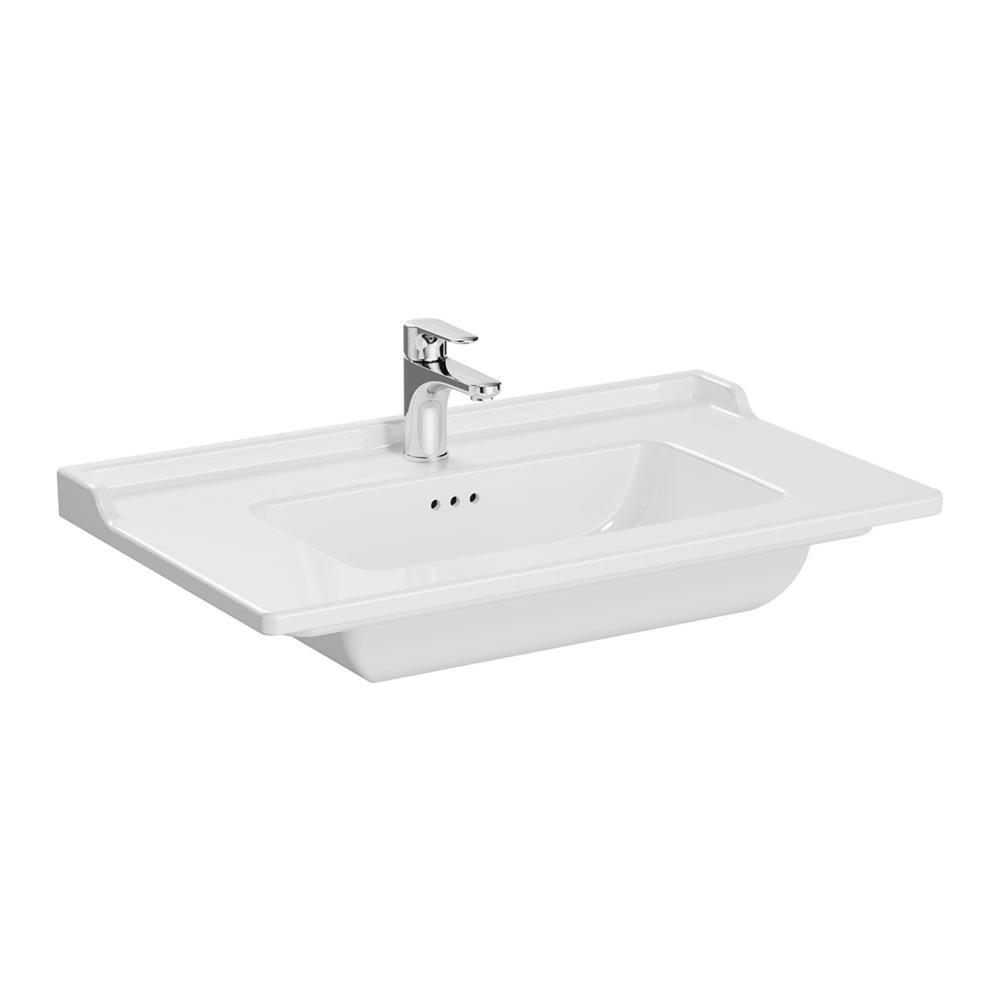 VitrA Integra Classic Etajerli Lavabo 80x46 cm Tek Armatür Delikli, Su Taşma Delikli, Beyaz - 7001B003-0001