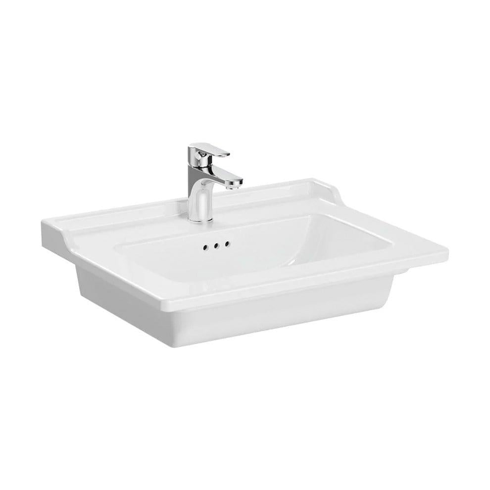 VitrA Integra Classic Etajerli Lavabo 60x46 cm Tek Armatür Delikli, Su Taşma Delikli, Beyaz - 7000B003-0001
