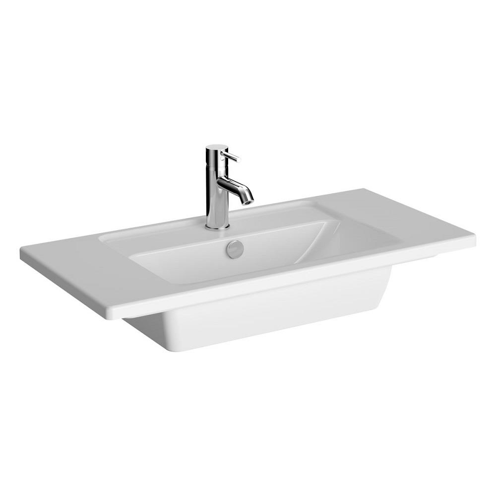 VitrA Integra Etajerli Lavabo Kompakt, 80x39 cm Tek Armatür Delikli, Su Taşma Delikli, Beyaz - 7036B003-0001
