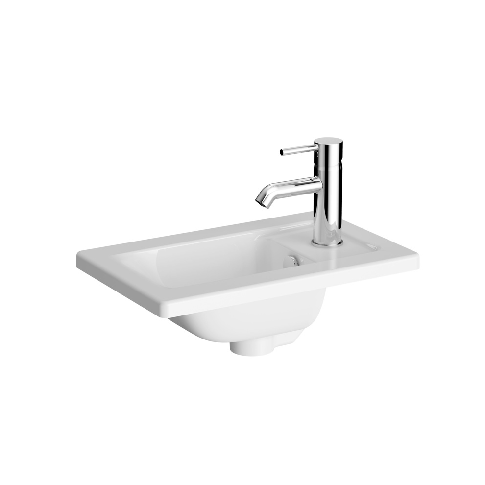 VitrA Integra Etajerli Lavabo Kompakt, 45x29 cm Tek Armatür Delikli, Su Taşma Delikli, Beyaz - 7034B003-0001