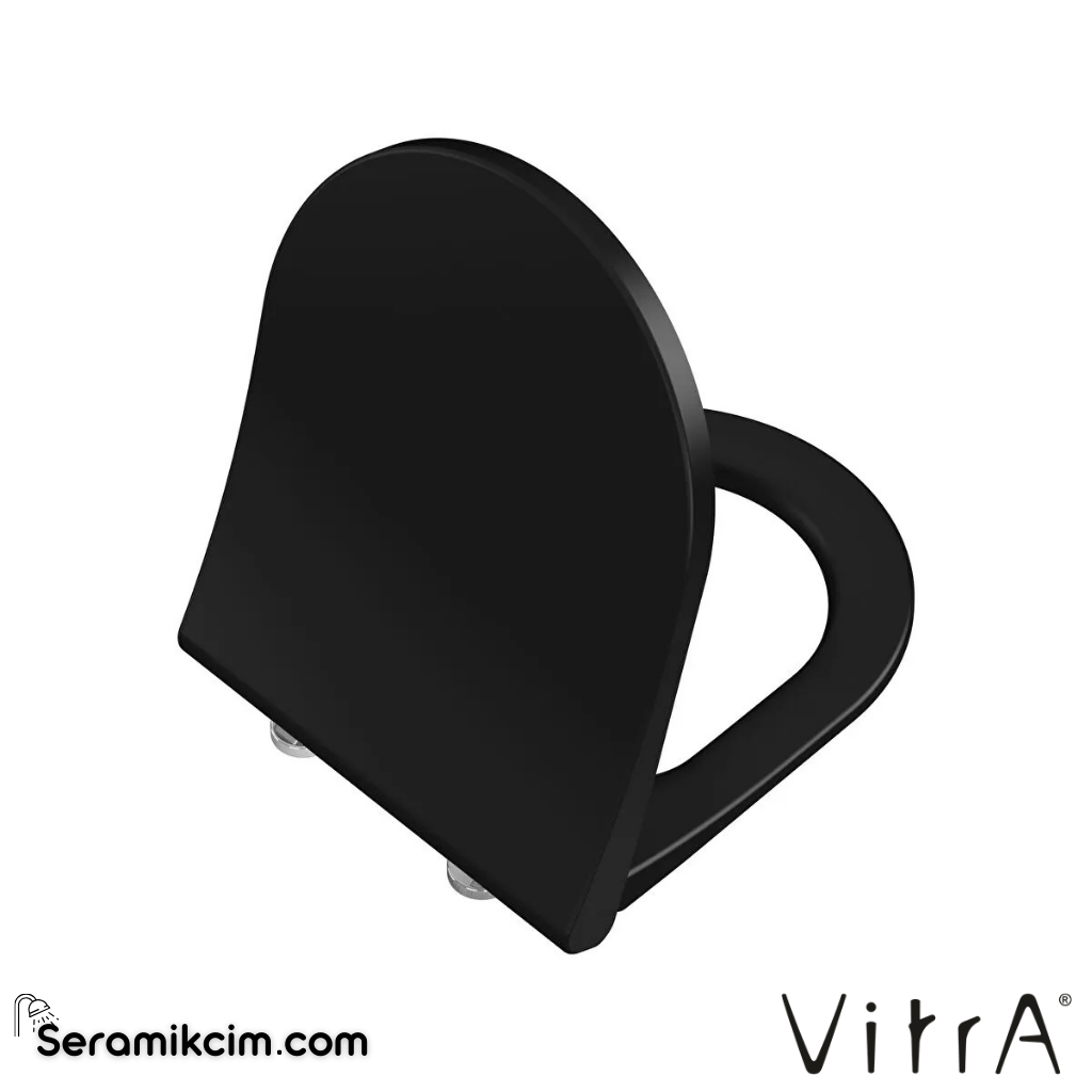 VitrA Integra Klozet Kapağı Slim, Duroplast, Üstten Sıkmalı Yavaş Kapanır, Kolay Sök-Tak, Metal Menteşeli, Mat Siyah 131-483R009 - 131-483R009