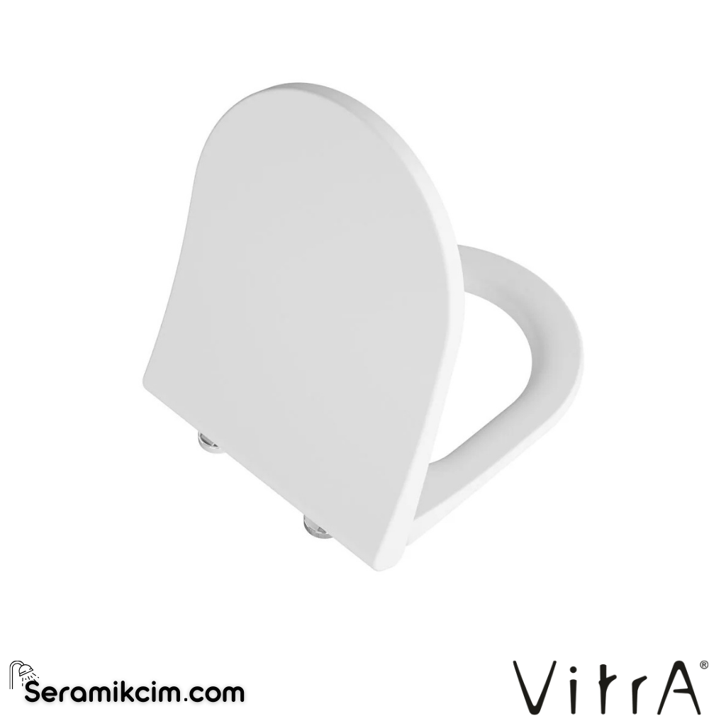 VitrA Integra Klozet Kapağı Slim, Duroplast, Üstten Sıkmalı Yavaş Kapanır, Kolay Sök-Tak, Metal Menteşeli, Mat Beyaz 131-401R009 - 131-401R009