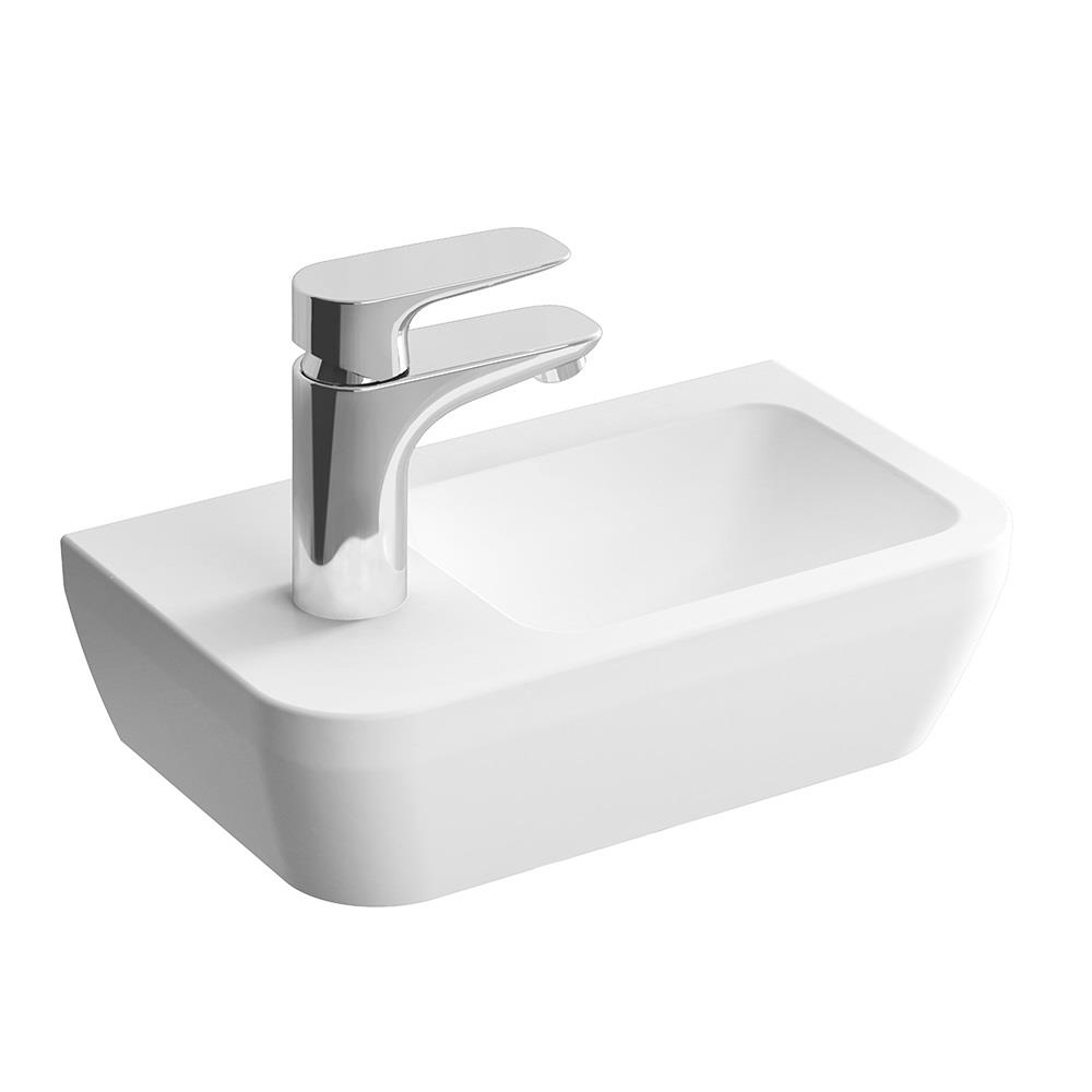 VitrA Integra Lavabo Dikdörtgen, Kompakt, 35x22 cm Soldan Tek Armatür Delikli, Su Taşma Delikli, Beyaz - 7090L003-0028