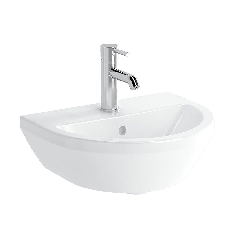 VitrA Integra Lavabo Yuvarlak, Kompakt, 45x36 cm Tek Armatür Delikli, Su Taşma Delikli, Beyaz - 7065L003-0001