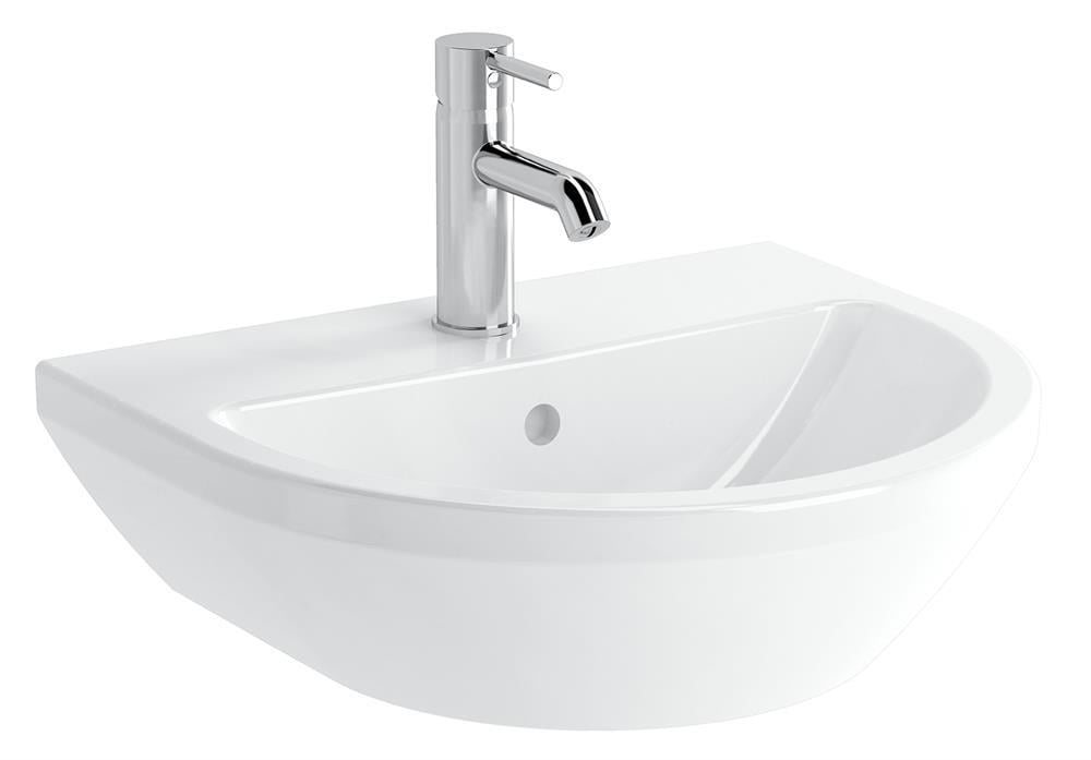 VitrA Integra Lavabo Yuvarlak, Kompakt, 50x43 cm Tek Armatür Delikli, Su Taşma Delikli, Beyaz - 7066L003-0001