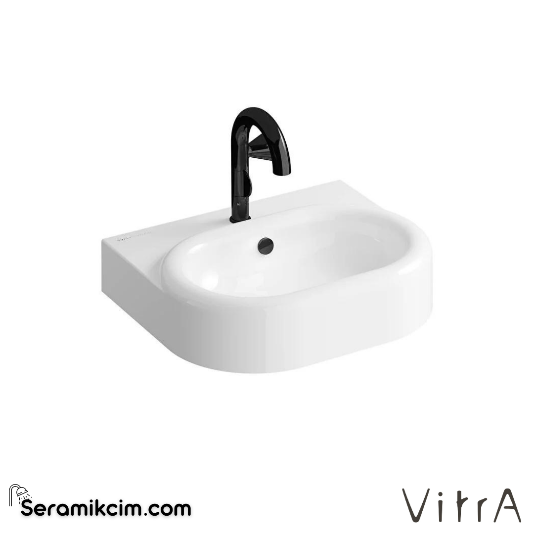 VitrA Liquid Lavabo 60x50 cm Tek Armatür Delikli, Su Taşma Delikli, Clean, Beyaz - 7316B403-0001