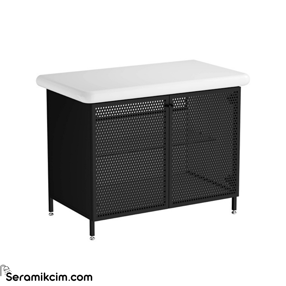 Vitra Liquid Lavabo Dolabı 100 Cm, Metal Kapaklı Ayaklı 66742