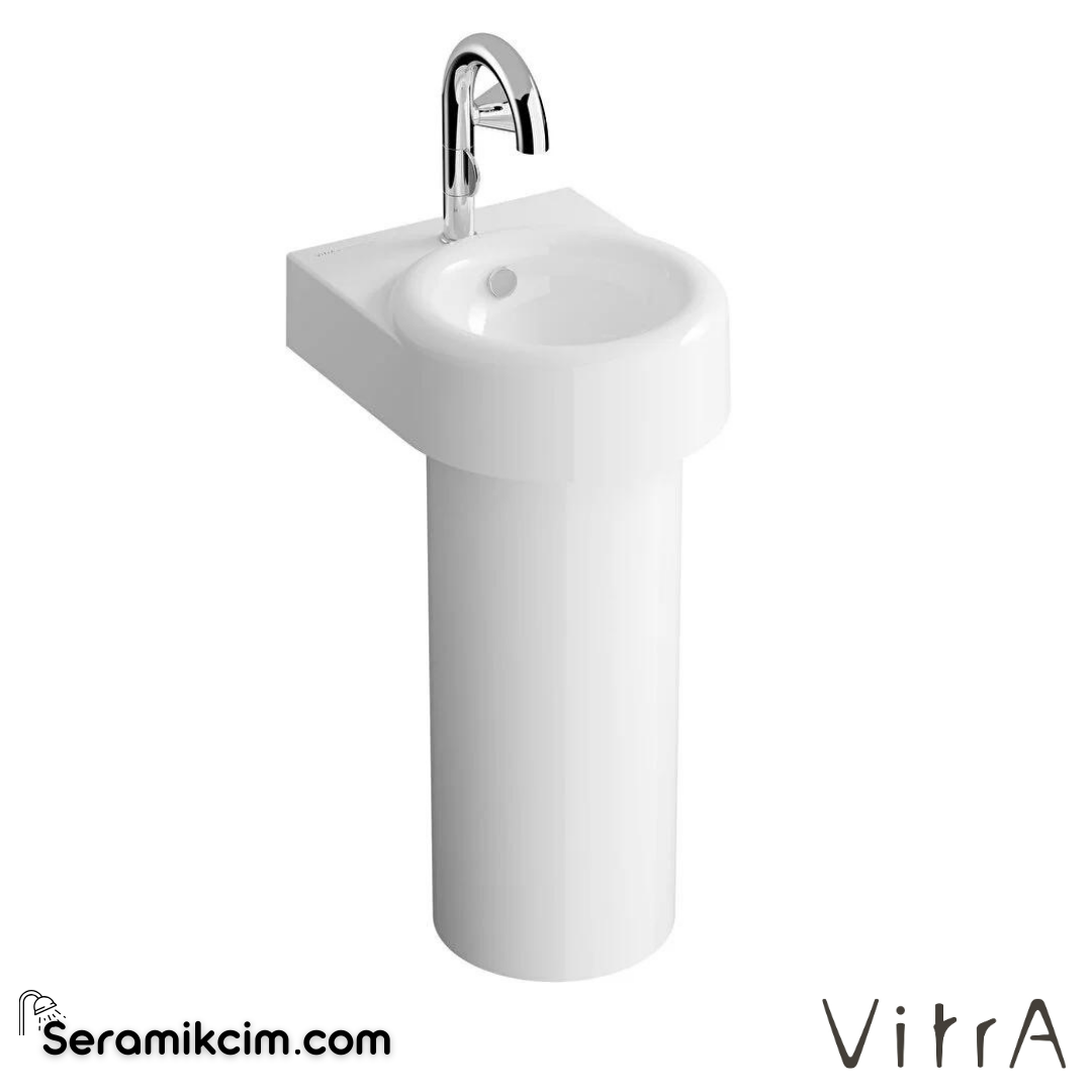 VitrA Liquid Lavabo Kompakt, 40x50 cm Tek Armatür Delikli, Su Taşma Delikli, Clean, Beyaz - 7317B403-0001