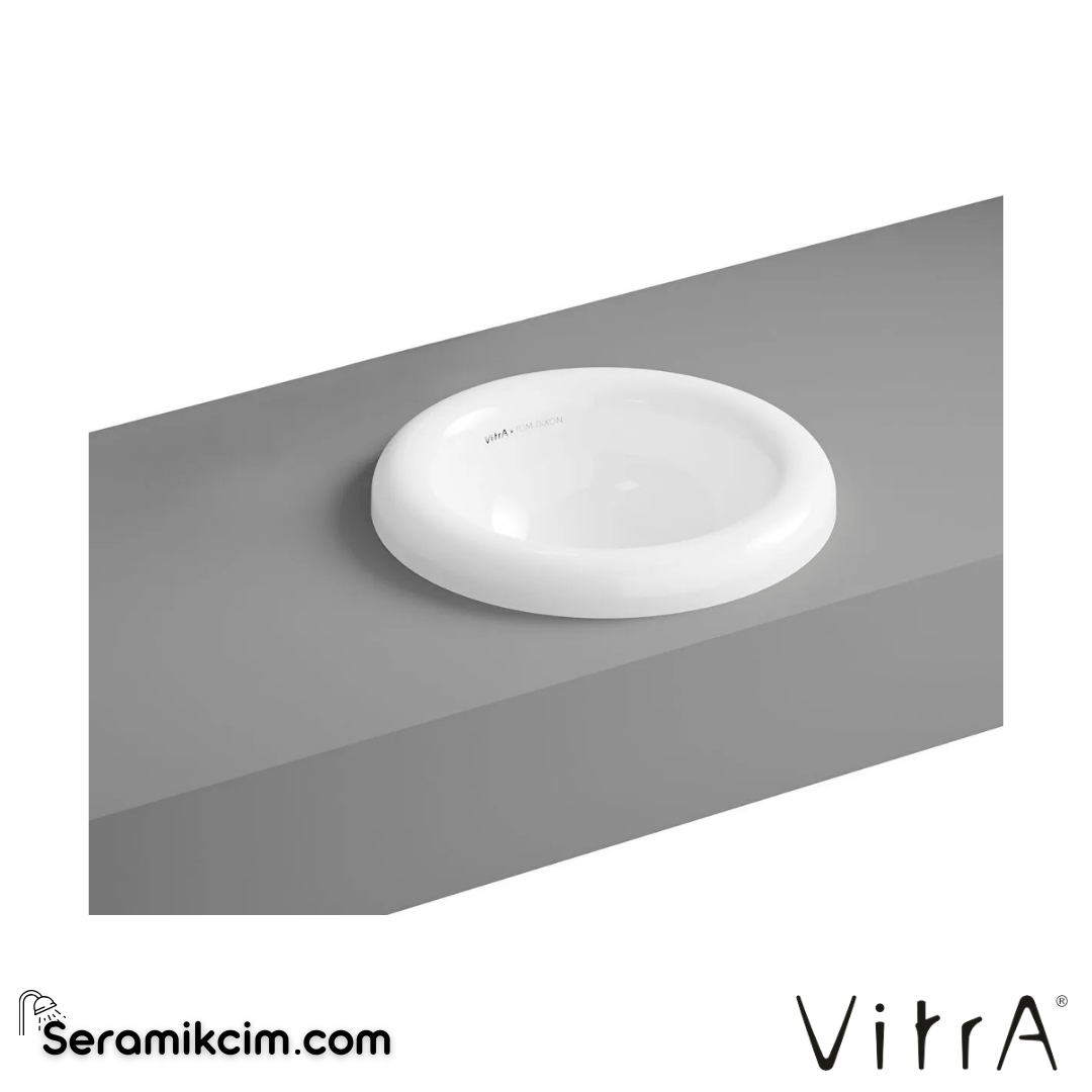 VitrA Liquid Tezgahüstü Lavabo Yuvarlak, Kompakt, 40x40 cm Armatür Deliksiz, Su Taşma Deliksiz, Clean, Beyaz - 7311B403-0016