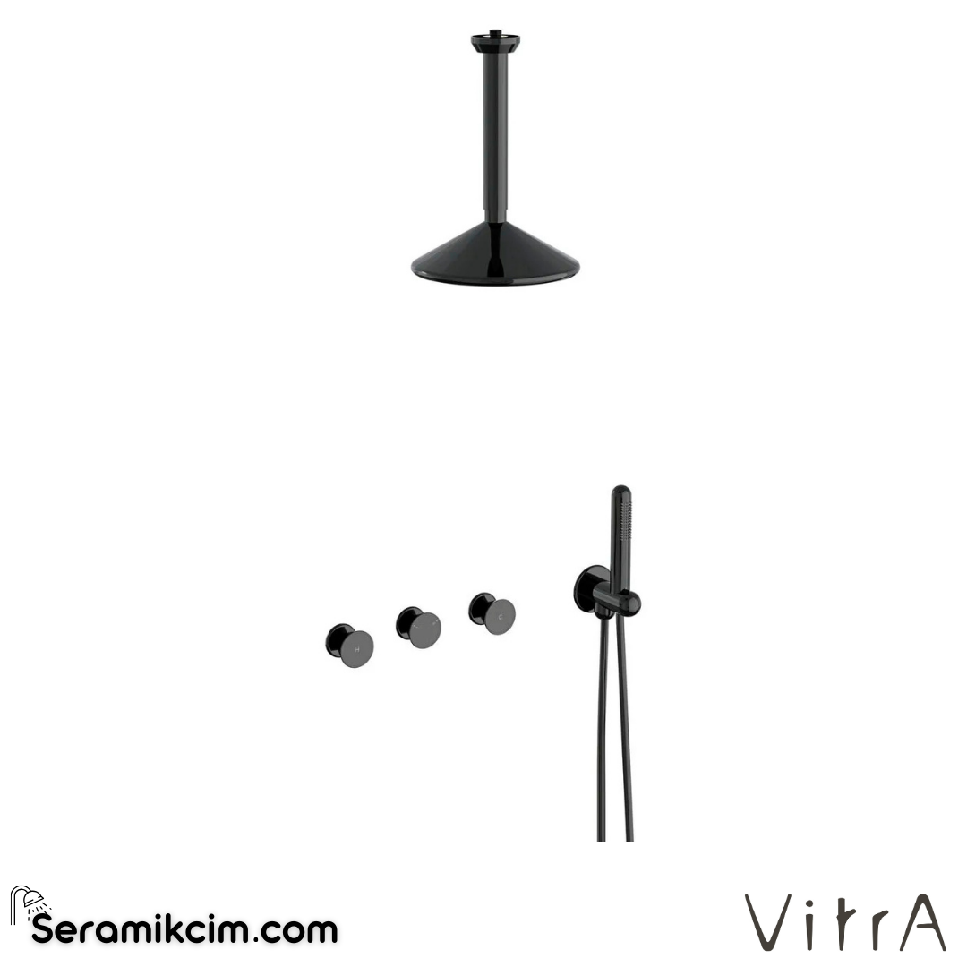 VitrA Liquid (Tom Dixon) Ankastre Duş Seti Parlak Siyah A4277739 - A4277739