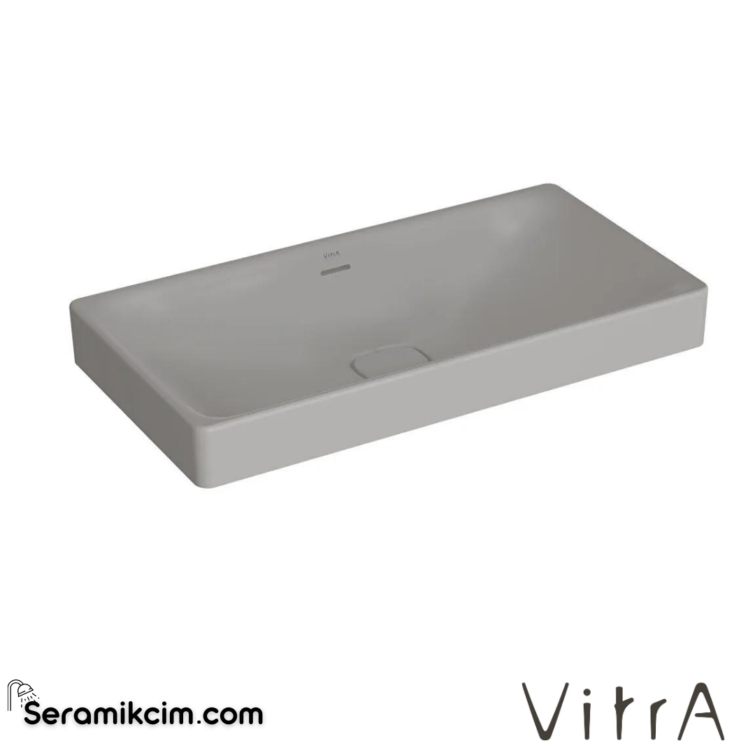 VitrA Metropole Çanak Lavabo Dikdörtgen, 80x40 cm Armatür Deliksiz, Su Taşma Delikli, Mat Taş Gri - 7536B076-0673