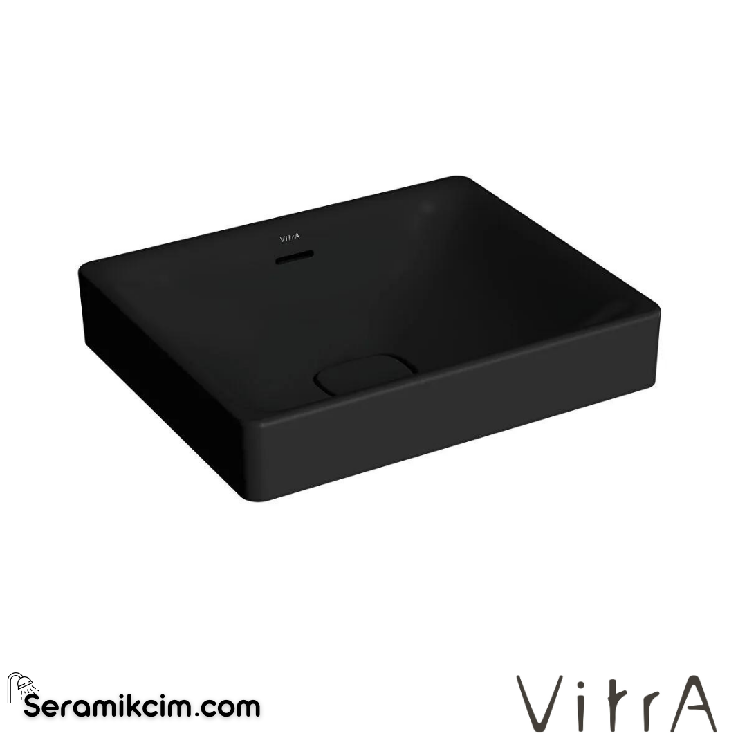 VitrA Metropole Çanak Lavabo Dikdörtgen, 50x40 cm Armatür Deliksiz, Su Taşma Delikli, Mat Siyah - 7534B083-0673