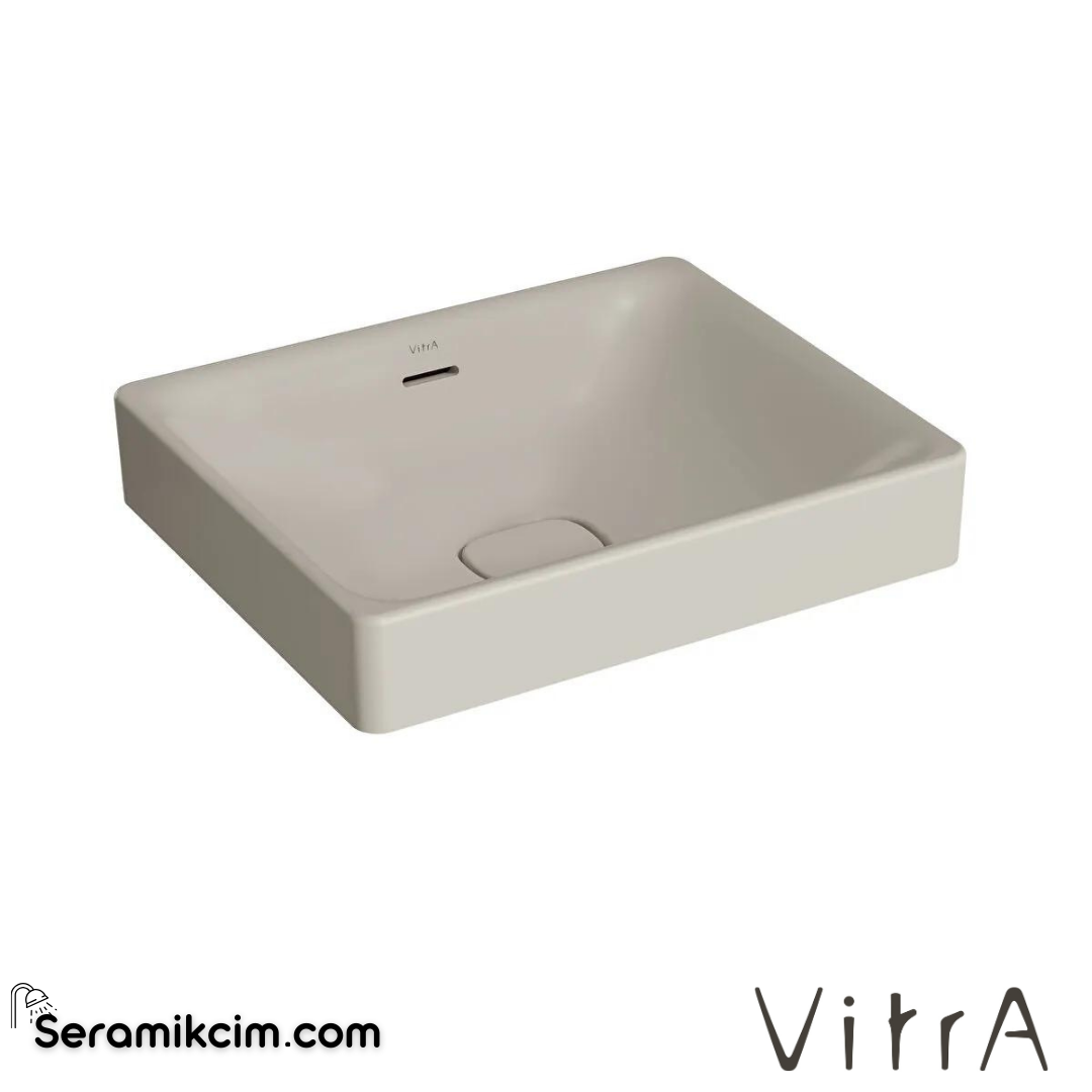 VitrA Metropole Çanak Lavabo Dikdörtgen, 50x40 cm Armatür Deliksiz, Su Taşma Delikli, Taupe - 7534B020-0673