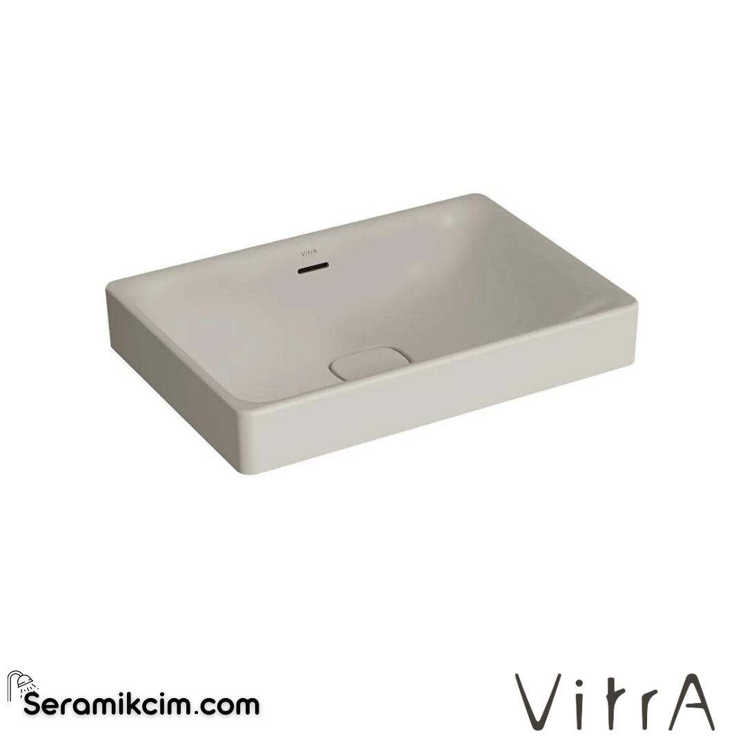 VitrA Metropole Çanak Lavabo Dikdörtgen, 60x40 cm Armatür Deliksiz, Su Taşma Delikli, Taupe - 7535B020-0673