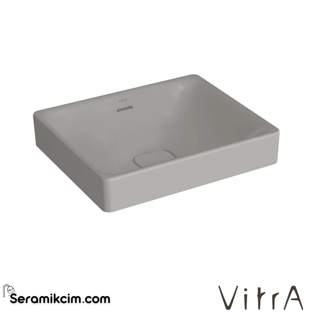 VitrA Metropole Çanak Lavabo Dikdörtgen, 50x40 cm Armatür Deliksiz, Su Taşma Delikli, Mat Taş Gri - 7534B076-0673