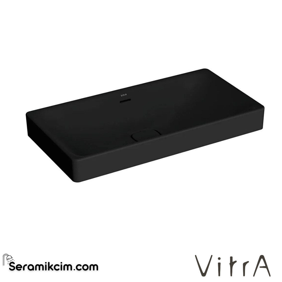 VitrA Metropole Çanak Lavabo Dikdörtgen, 80x40 cm Armatür Deliksiz, Su Taşma Delikli, Mat Siyah - 7536B083-0673