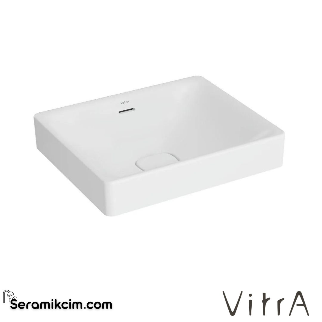 VitrA Metropole Çanak Lavabo Dikdörtgen, 50x40 cm Armatür Deliksiz, Su Taşma Delikli, Mat Beyaz - 7534B001-0673