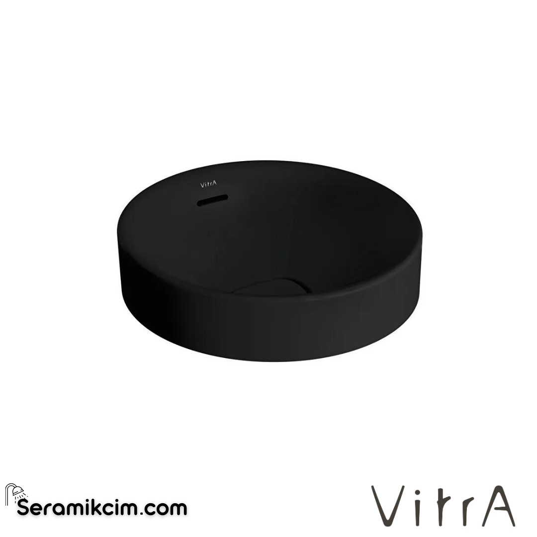VitrA Metropole Çanak Lavabo Yuvarlak, 40x40 cm Armatür Deliksiz, Su Taşma Delikli, Mat Siyah - 7532B083-0673