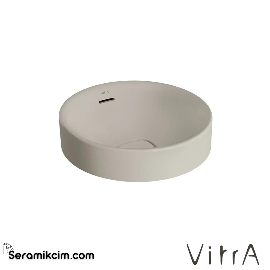VitrA Metropole Çanak Lavabo Yuvarlak, 40x40 cm Armatür Deliksiz, Su Taşma Delikli, Taupe - 7532B020-0673