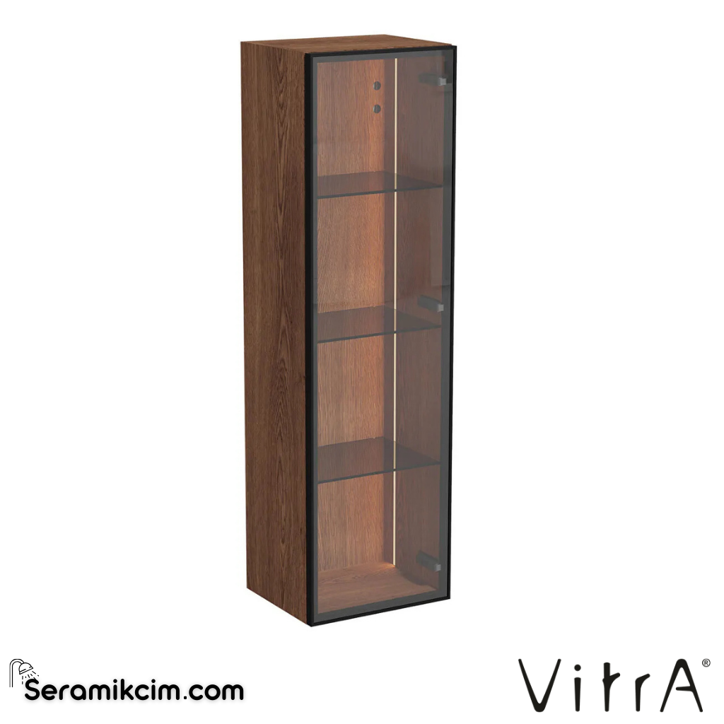 VitrA Metropole Edge Boy Dolabı 35 cm, cam kapaklı, kısa ceviz, sağ 67253 - 67253