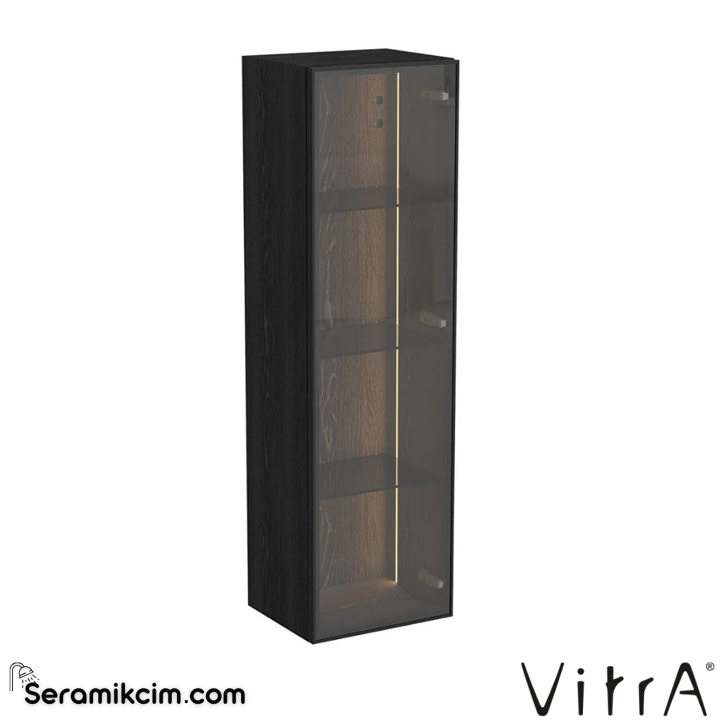 VitrA Metropole Edge Boy Dolabı 35 cm, cam kapaklı, kısa siyah meşe, sağ 67259 - 67259