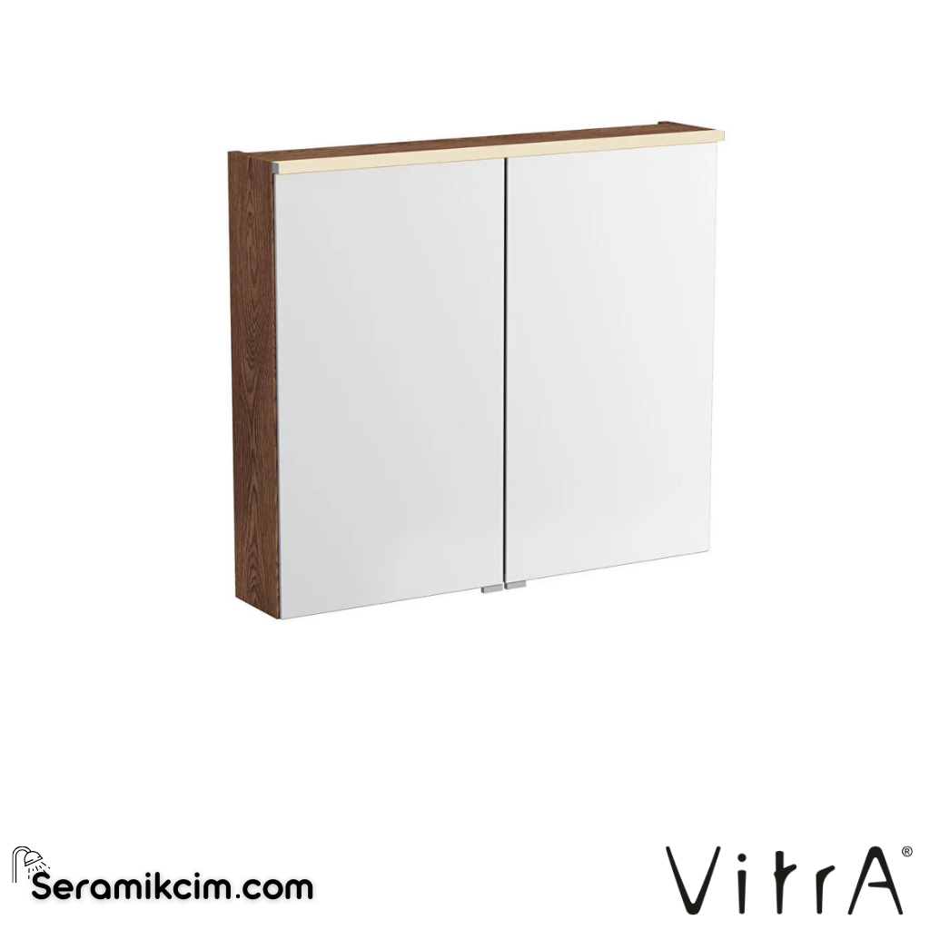 VitrA Metropole Edge Dolaplı Ayna 80 cm, aydınlatmalı sensörlü, ceviz 67165 - 67165