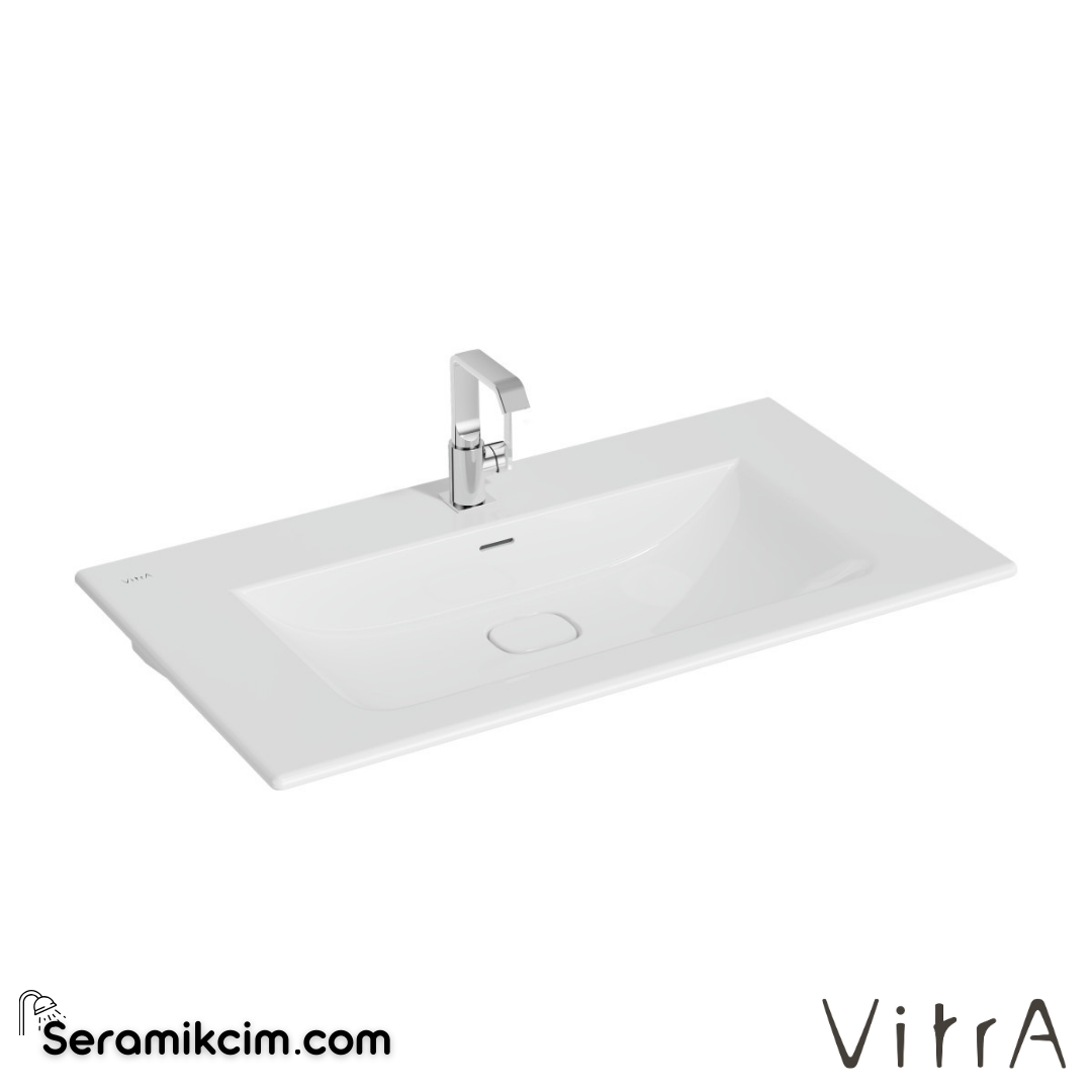 VitrA Metropole Etajerli Lavabo 100x53 cm Tek Armatür Delikli, Su Taşma Delikli, Beyaz - 7539B003-0001