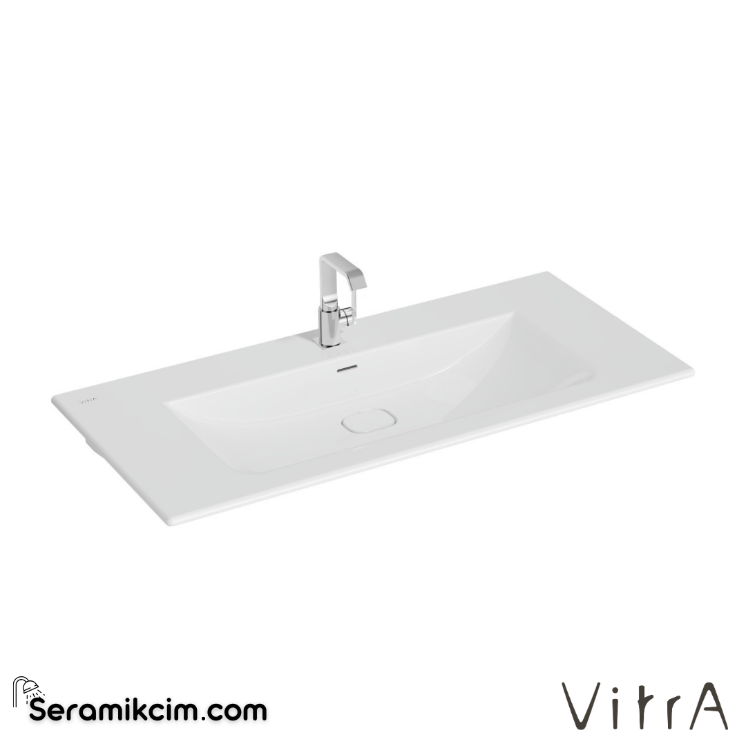 VitrA Metropole Etajerli Lavabo 120x53 cm Tek Armatür Delikli, Su Taşma Delikli, Beyaz - 7540B003-0001