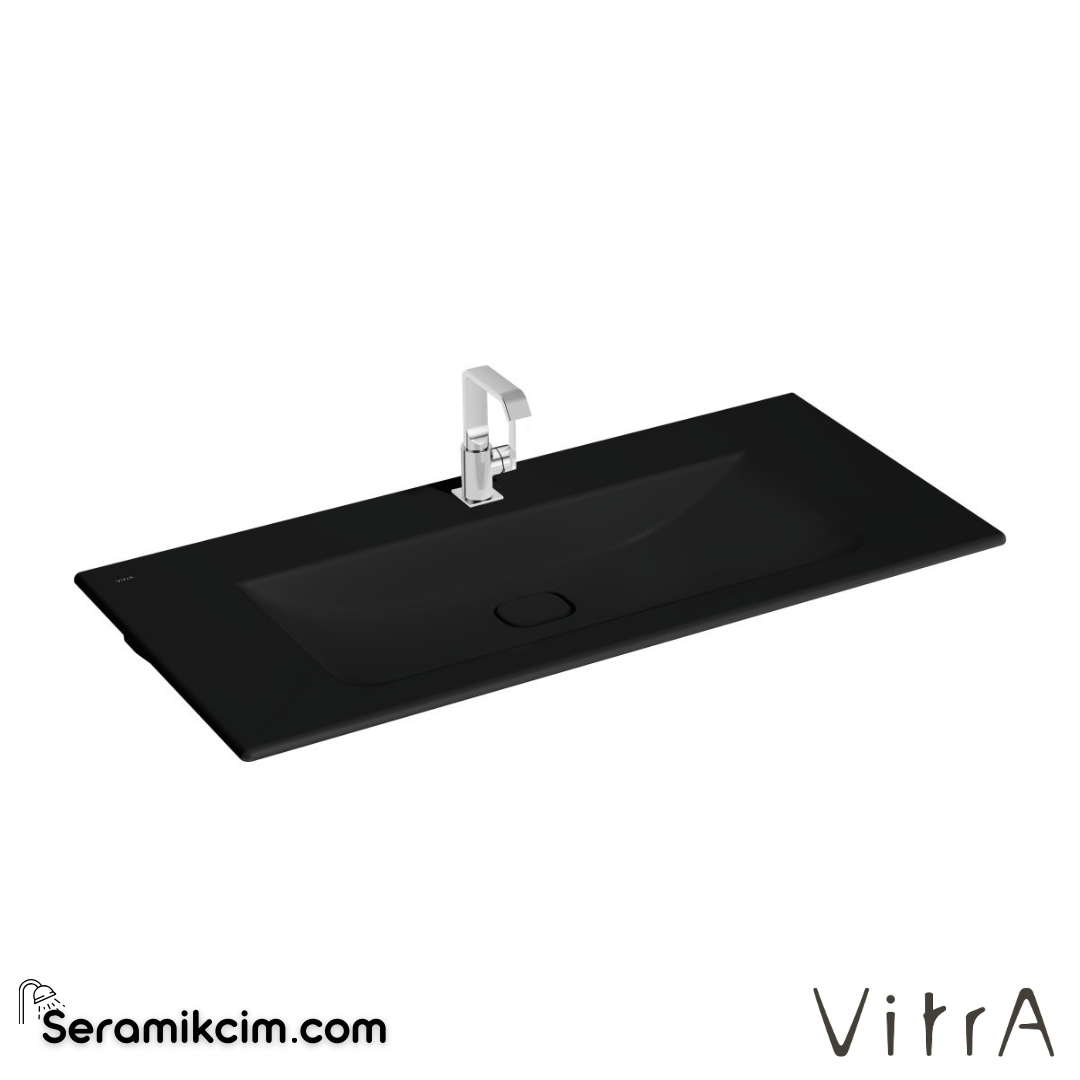 VitrA Metropole Etajerli Lavabo 60x53 cm Tek Armatür Delikli, Su Taşma Delikli, Mat Siyah - 7540B083-0001