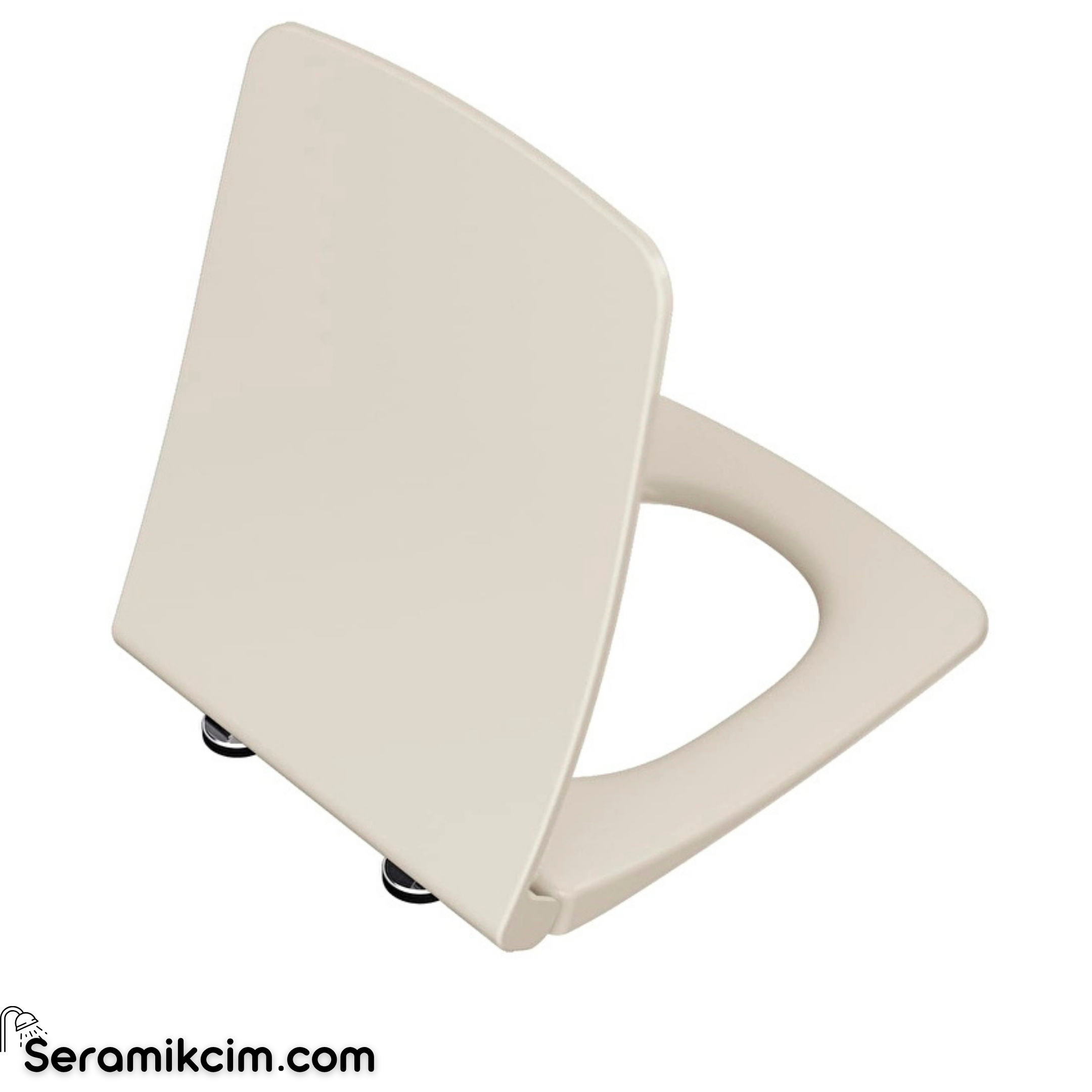Vitra Metropole Klozet Kapağı Slim Duroplast Üstten Sıkmalı Yavaş Kapanır Kolay Sök-Tak Metal Menteşeli Mat Bej 122-422R009