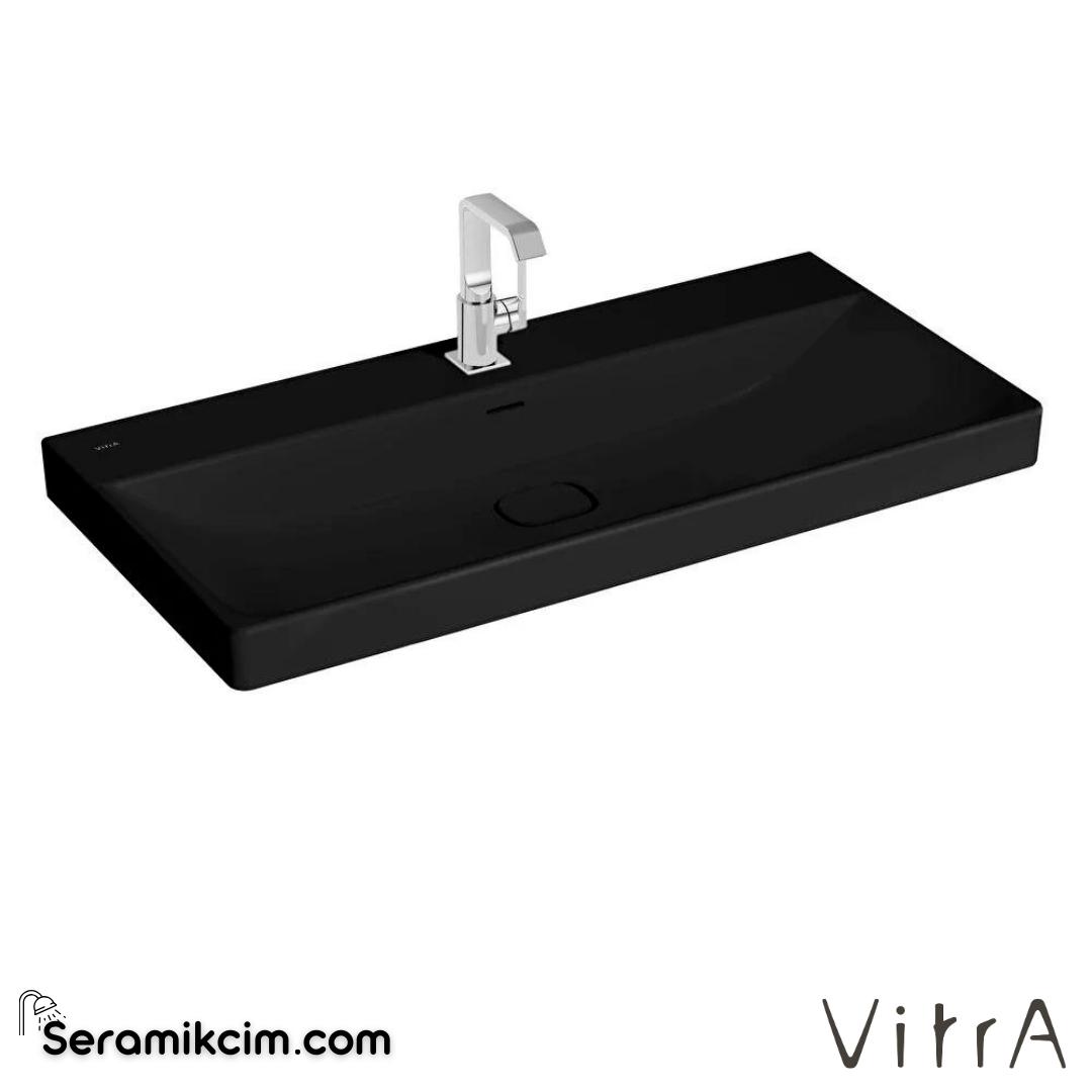 VitrA Metropole Lavabo 100x47 cm Tek Armatür Delikli, Su Taşma Delikli, Mat Siyah - 7529B083-0001